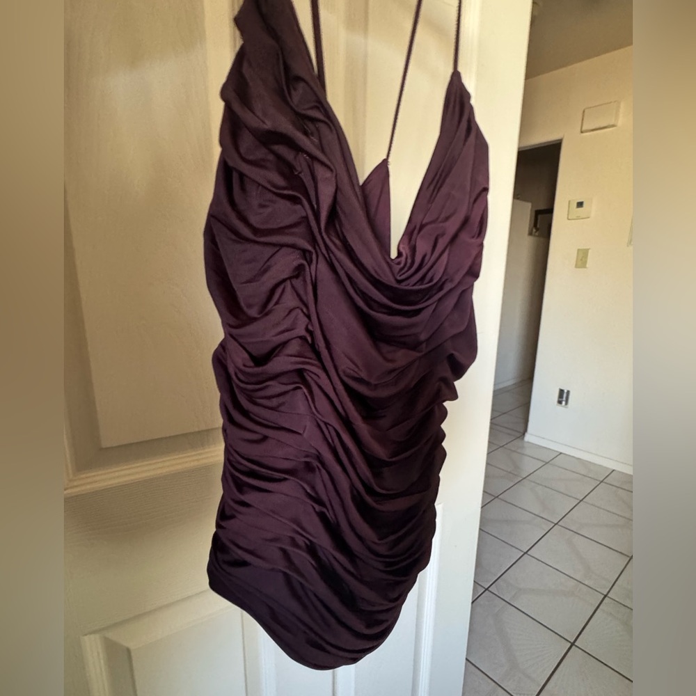 Express Deep Purple Ruched Women's Blouse